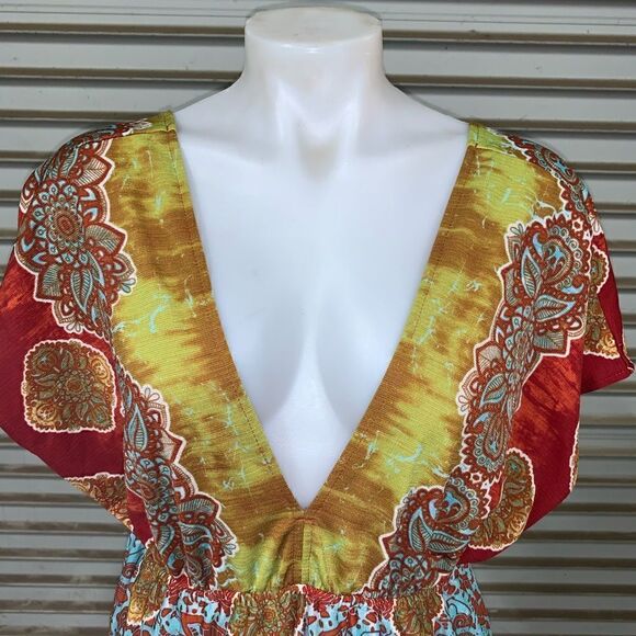 Maurice’s dress career deep v front and back floral geometric design size XL - Picture 4 of 8